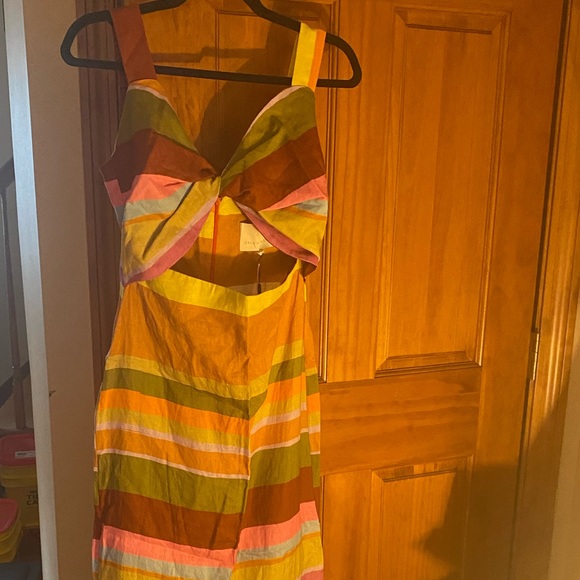 Cala de la Cruz Dress NEW one of a kind, striped linen cut-out dress Retail $525 - Picture 8 of 9